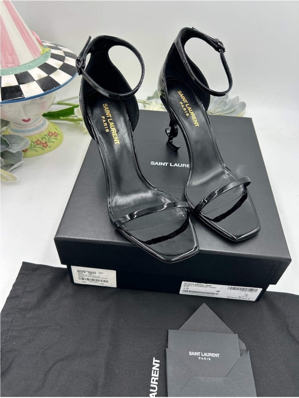 Women’s Saint Laurent OPYUM patent leather 85MM sandal size 38 made in Italy - Picture 4 of 8